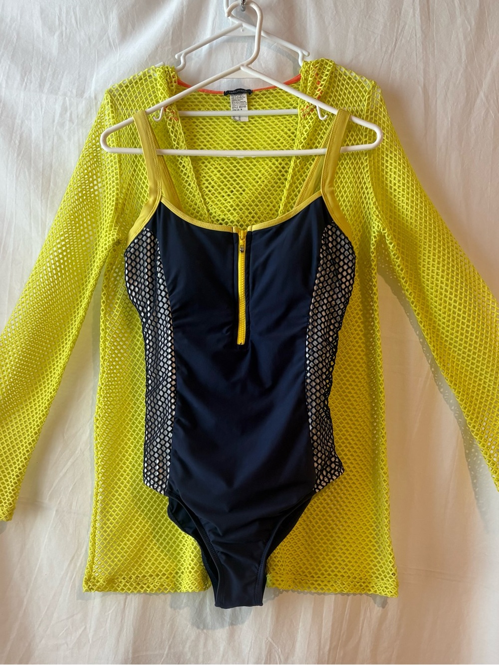 Nautica Navy & Yellow One-Piece Swimsuit & Matching Cover-up (SOLD AS A SET)